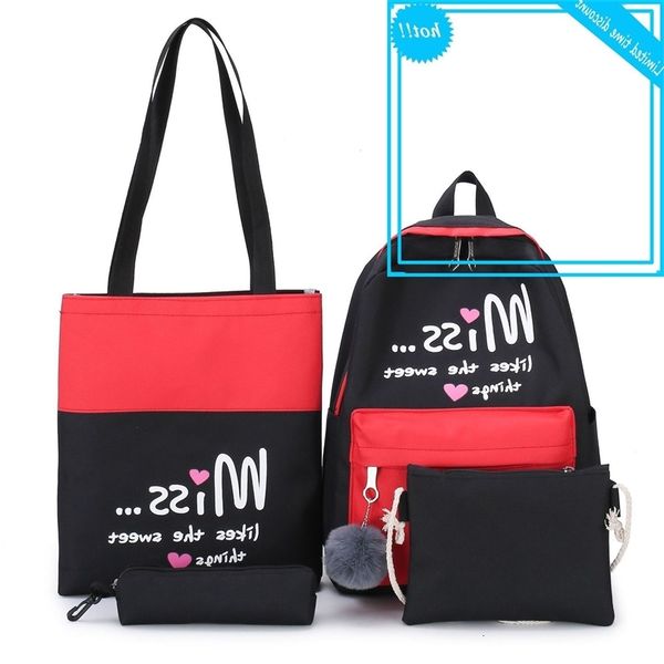 four piece miss schoolbag female korean capacity student fashion small fresh junior high school backpack
four piece miss schoolbag female korean capacity student fashion small fresh junior high school backpack
