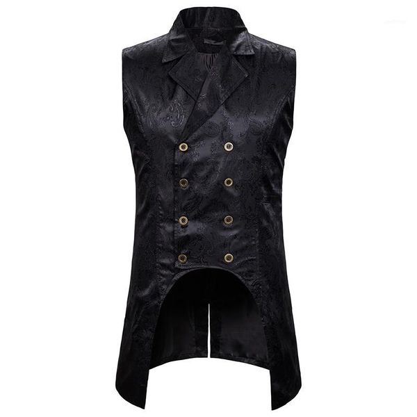 men's black gothic steampunk vest 2019 brand new medieval jacquard double breasted vest waistcoat men stage cosplay prom costume1, Black;brown
men's black gothic steampunk vest 2019 brand new medieval jacquard double breasted vest waistcoat men stage cosplay prom costume1, Black;brown