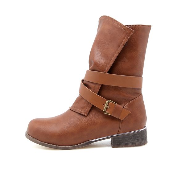 leather strap women retro short boots zipper fold western botas mujer chunky heels plush in ankle boots buckle shoes, Black
leather strap women retro short boots zipper fold western botas mujer chunky heels plush in ankle boots buckle shoes, Black