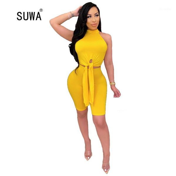 solid color two piece set summer streetwear women casual tracksuit o neck sleeveless lace up tanks and shorts lady suit1, White
solid color two piece set summer streetwear women casual tracksuit o neck sleeveless lace up tanks and shorts lady suit1, White