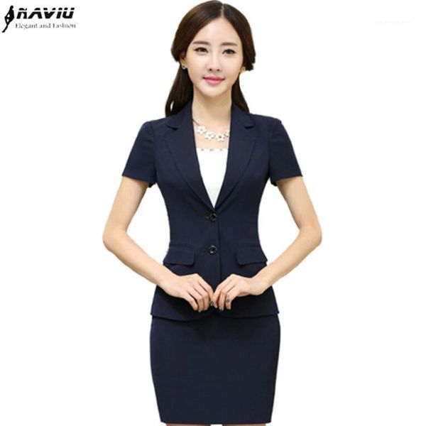 women's suits & blazers 2021 summer office women skirt business uniform short sleeve female blazer and plus size work wear set1, White;black 
women's suits & blazers 2021 summer office women skirt business uniform short sleeve female blazer and plus size work wear set1, White;black