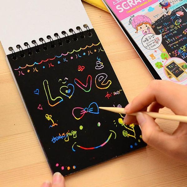 diy cute kawaii coil graffiti notebook black page magic painting notepad for kids notepad stationery gift1, Purple;pink
diy cute kawaii coil graffiti notebook black page magic painting notepad for kids notepad stationery gift1, Purple;pink