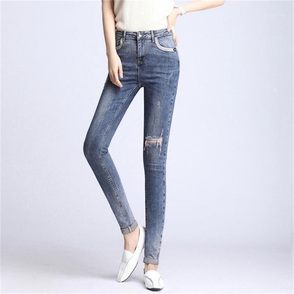 women's jeans lengthen feet female 2020 spring new slim slimming hole large size pencil pan size 26-401, Blue
women's jeans lengthen feet female 2020 spring new slim slimming hole large size pencil pan size 26-401, Blue