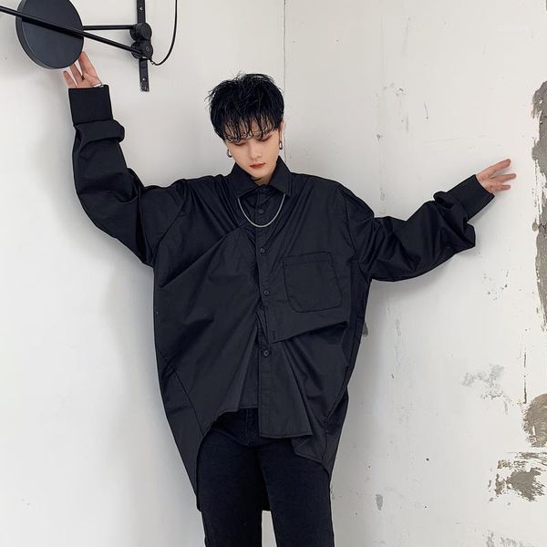 men japan style irregular pleated design loose casual long sleeve shirt male streetwear hip hop party dress shirt stage clothes1, White;black
men japan style irregular pleated design loose casual long sleeve shirt male streetwear hip hop party dress shirt stage clothes1, White;black