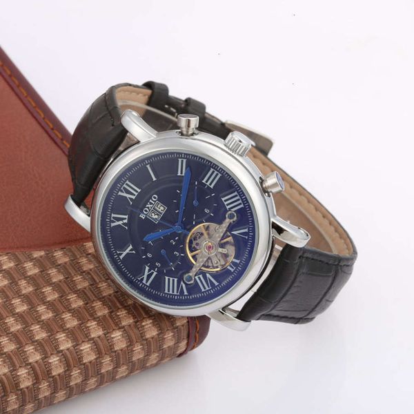mechanical tourbillon calendar five pin men's automatic watch pointer leather japanese and korean watch, Slivery;brown
mechanical tourbillon calendar five pin men's automatic watch pointer leather japanese and korean watch, Slivery;brown