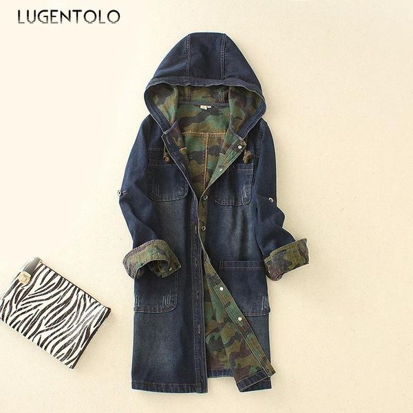 denim long coat women autumn new korean camouflage hooded pockets single breasted slim casual fashion coat women lugentolo, Tan;black
denim long coat women autumn new korean camouflage hooded pockets single breasted slim casual fashion coat women lugentolo, Tan;black