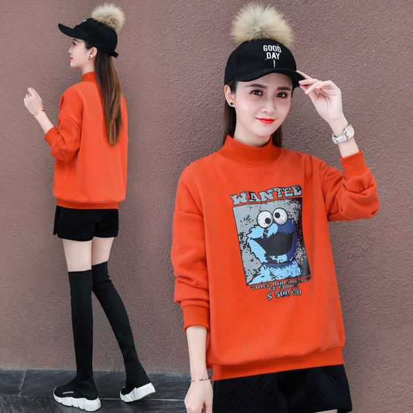 autumn and winter short half high collar sweater women plush thickening 2020 new loose korean hoodless foreign style top, Black
autumn and winter short half high collar sweater women plush thickening 2020 new loose korean hoodless foreign style top, Black