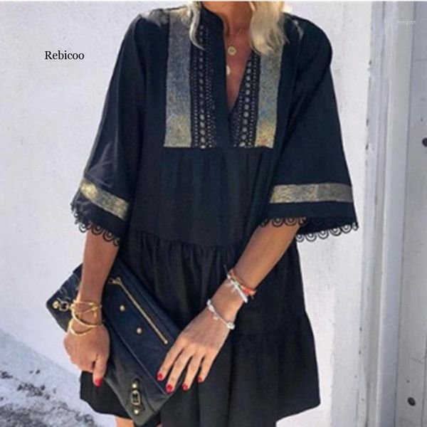 loose casual beach dress women half sleeve short summer dress v-neck boho mini a-line female vestidos 20201, Black;gray
loose casual beach dress women half sleeve short summer dress v-neck boho mini a-line female vestidos 20201, Black;gray