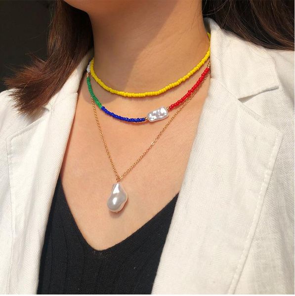 fashion women multilayer beads choker irregular pendant necklaces colorful string beaded necklace party bohemian jewelry gift, Golden;silver
fashion women multilayer beads choker irregular pendant necklaces colorful string beaded necklace party bohemian jewelry gift, Golden;silver