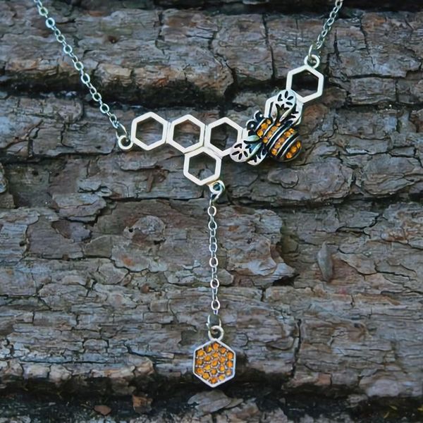 s1899 fashion jewelry vintage honeybee necklace hives pendant tassels dangle necklace, Silver
s1899 fashion jewelry vintage honeybee necklace hives pendant tassels dangle necklace, Silver