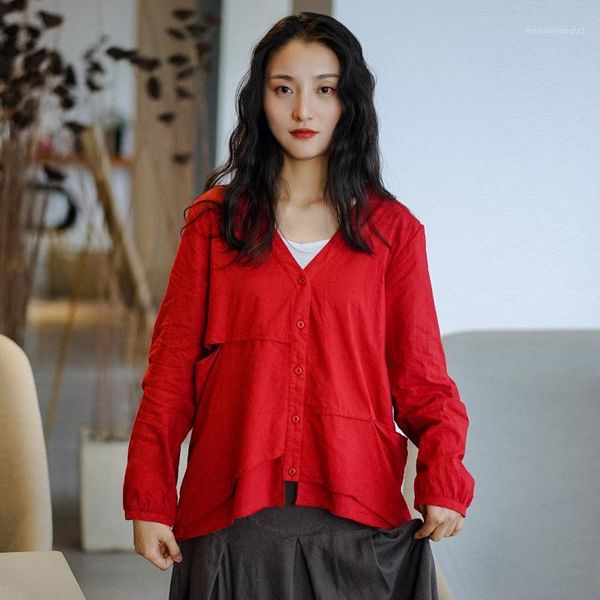 women's blouses & shirts johnature women irregular patchwork 2021 spring v-neck long sleeve button mori girl sweet and 1, White
women's blouses & shirts johnature women irregular patchwork 2021 spring v-neck long sleeve button mori girl sweet and 1, White