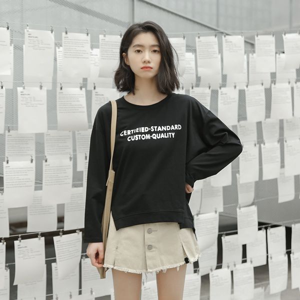 2020 autumn new english letterpress design sense flower split casual versatile round neck long sleeve t-shirt for t-shirt sweater sweater wo, Black
2020 autumn new english letterpress design sense flower split casual versatile round neck long sleeve t-shirt for t-shirt sweater sweater wo, Black