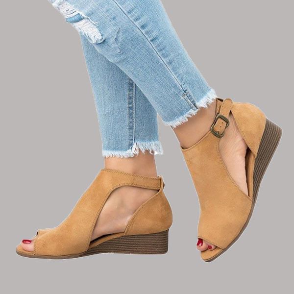 women mid heel wedge sandals ladies cover heel fish mouth sandals 2020 summer female comfortable casual shoes big size 35-43, Black
women mid heel wedge sandals ladies cover heel fish mouth sandals 2020 summer female comfortable casual shoes big size 35-43, Black