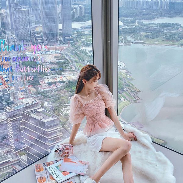 2020 new summer one shoulder super mesh bubble sleeve fairy chiffon shirt women's slim short top
2020 new summer one shoulder super mesh bubble sleeve fairy chiffon shirt women's slim short top