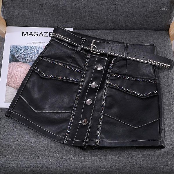heavy industry beads single-breasted high waist a- line skirt female slim pu leather short skirts with belt women skirts1, Black
heavy industry beads single-breasted high waist a- line skirt female slim pu leather short skirts with belt women skirts1, Black