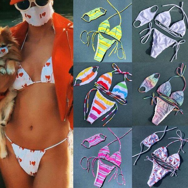 3pcs womens print bikini set stripes bra triangle thong suit swimming suit1, White;black
3pcs womens print bikini set stripes bra triangle thong suit swimming suit1, White;black