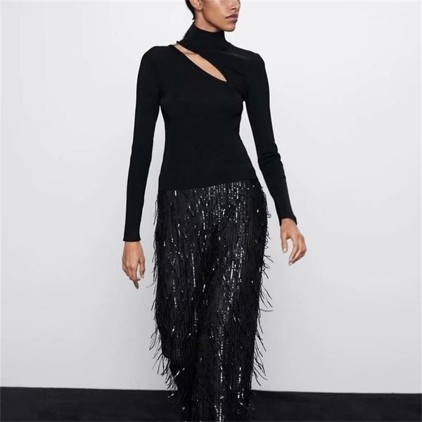 za autumn winter women's knitted sweater hollow tight stretched chic lady slim casual sweater female pullover 201130, White;black
za autumn winter women's knitted sweater hollow tight stretched chic lady slim casual sweater female pullover 201130, White;black