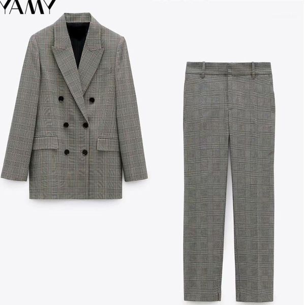 2020 new women plaid blazer suit vintage loose long sleeve lapel coat plaid long pant autumn office ladies two-piece blazer sets1, White
2020 new women plaid blazer suit vintage loose long sleeve lapel coat plaid long pant autumn office ladies two-piece blazer sets1, White