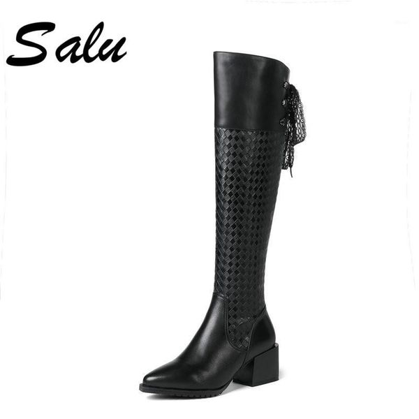 boots salu shoes brand winter square heel genuine leather long knee wool fur warm women shoes1, Black
boots salu shoes brand winter square heel genuine leather long knee wool fur warm women shoes1, Black