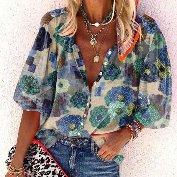 new blouse women floral printing deep v-neck shirt half sleeve loose casual blouse large size autumn ladies 1, White
new blouse women floral printing deep v-neck shirt half sleeve loose casual blouse large size autumn ladies 1, White