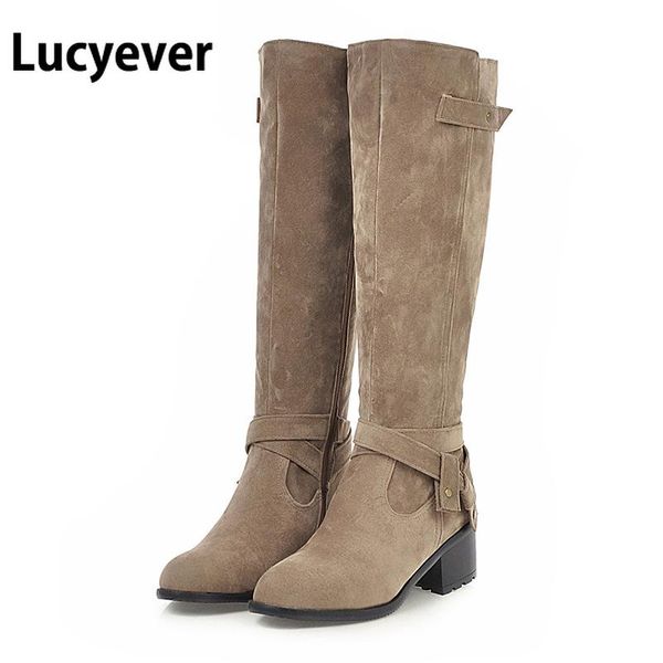 lucyever women autumn winter knee high boots side zip flock square heels knight botas mujer vintgae solid shoes woman plus size, Black
lucyever women autumn winter knee high boots side zip flock square heels knight botas mujer vintgae solid shoes woman plus size, Black
