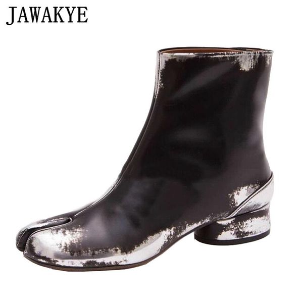 old effect genuine leather ankle boots high heels split apart toes shoes women motorcycle botas mujer spring short boots, Black
old effect genuine leather ankle boots high heels split apart toes shoes women motorcycle botas mujer spring short boots, Black