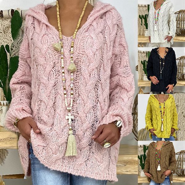 women's solid color sweater twist knitted sweater v-neck hoodies loose coat wild casual sweater, White;black
women's solid color sweater twist knitted sweater v-neck hoodies loose coat wild casual sweater, White;black