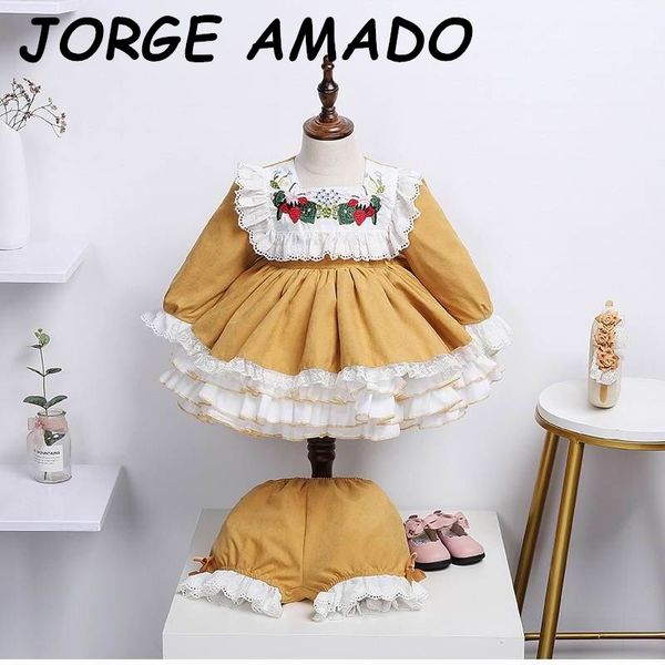 spanish style kids dresses for girls yellow embroidered long sleeve princess girls lolita dresses baby clothes e6015, Red;yellow
spanish style kids dresses for girls yellow embroidered long sleeve princess girls lolita dresses baby clothes e6015, Red;yellow