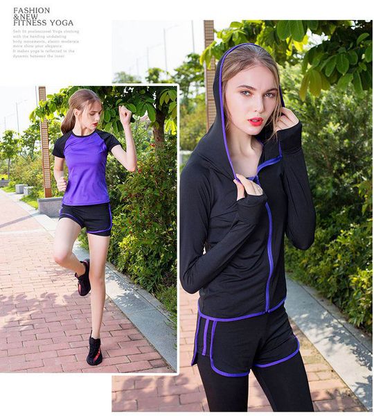 fitness yoga clothes ladies indoor outdoor leisure fitness quick-drying clothes sports five-piece autumn and winter running clothes, Gray 
fitness yoga clothes ladies indoor outdoor leisure fitness quick-drying clothes sports five-piece autumn and winter running clothes, Gray