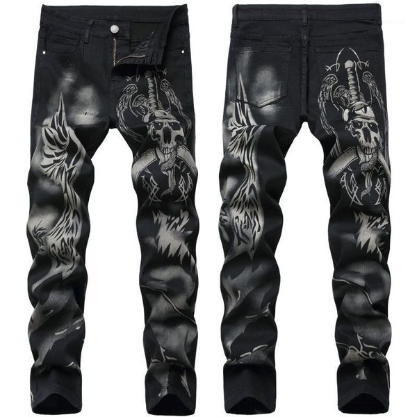 fashion men's jeans stretch slim fit printed black trousers skull graffiti street fashion men denim punk pants vaqueros hombre1, Blue
fashion men's jeans stretch slim fit printed black trousers skull graffiti street fashion men denim punk pants vaqueros hombre1, Blue