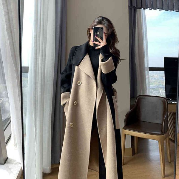 women's wool & blends autumn winter high-end double-sided over-the-knee women cashmere coat korean style elegant ladies 100% jacket v3i, Black
women's wool & blends autumn winter high-end double-sided over-the-knee women cashmere coat korean style elegant ladies 100% jacket v3i, Black