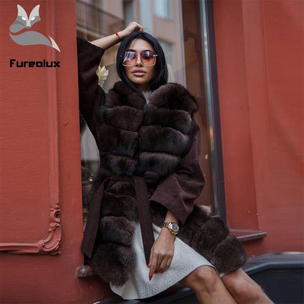 women's fur & faux furealux winter warm cashmere woolen blends coat women natural collar lapel real fashion outerwear, Black
women's fur & faux furealux winter warm cashmere woolen blends coat women natural collar lapel real fashion outerwear, Black