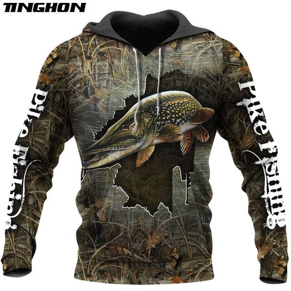cool pike fishing 3d printed men hoodie harajuku streetwear pullover autumn sweatshirt casual jacket tracksuits plus size, Black