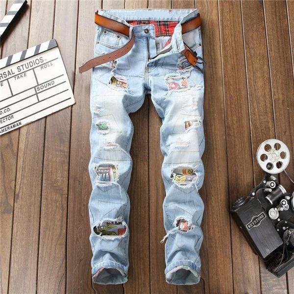 men's jeans straight fashion nightclub men slim vintage light blue holes ripped biker for motorcycle casual denim pant
men's jeans straight fashion nightclub men slim vintage light blue holes ripped biker for motorcycle casual denim pant
