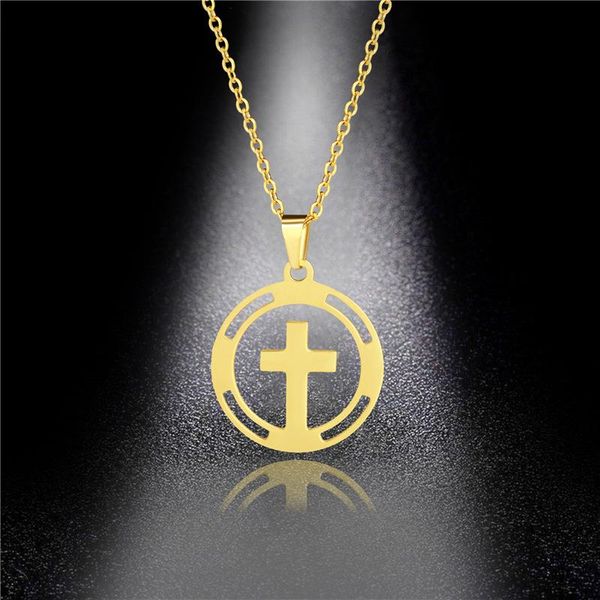 european and american popular jewelry stainless steel pendant round cross necklace female accessories wholesale, Silver
european and american popular jewelry stainless steel pendant round cross necklace female accessories wholesale, Silver