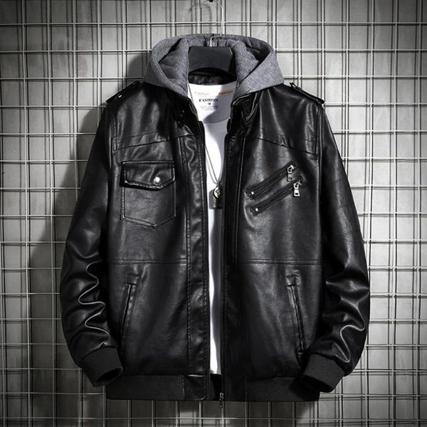 men's autumn winter motorcycle leather jacket windbreaker hooded jackets male outwear warm baseball jackets plus size 3xl, Black
men's autumn winter motorcycle leather jacket windbreaker hooded jackets male outwear warm baseball jackets plus size 3xl, Black