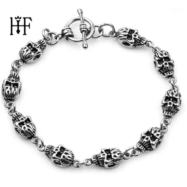 charm bracelets punk long skull for men vintage fashion metal shiny link chain bracelet male gothic jewelry 2021 wholesale1, Golden;silver
charm bracelets punk long skull for men vintage fashion metal shiny link chain bracelet male gothic jewelry 2021 wholesale1, Golden;silver