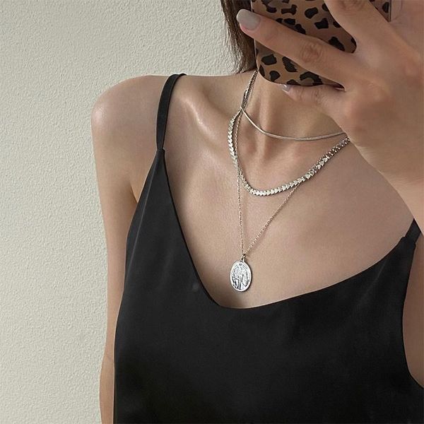 chains aomu 2021 stainless steel necklace chain female stacking multilayer round brand pendant clavicle punk hip hop style, Silver
chains aomu 2021 stainless steel necklace chain female stacking multilayer round brand pendant clavicle punk hip hop style, Silver