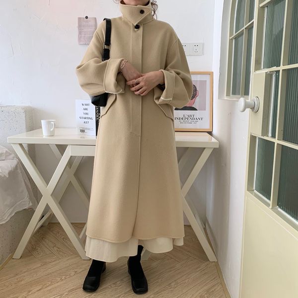 elegant single-breasted coat for women long style with asymmetric stand-collar six colors for option size, Black
elegant single-breasted coat for women long style with asymmetric stand-collar six colors for option size, Black
