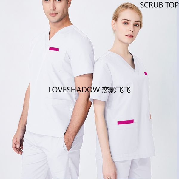 women scrub doctor uniforms color blocking short sleeve scrubs men v neck workwear nursing clothes cotton nurse uniforms, White
women scrub doctor uniforms color blocking short sleeve scrubs men v neck workwear nursing clothes cotton nurse uniforms, White