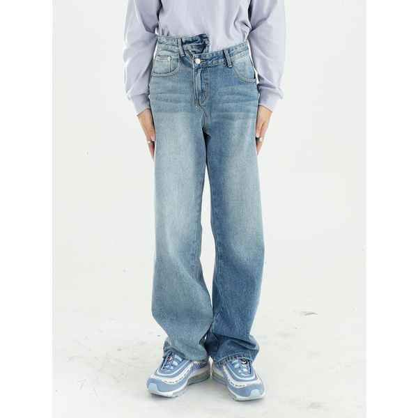 men's jeans male streetwear hip hop vintage washed denim pant men asymmetry waist casual straight trousers, Blue
men's jeans male streetwear hip hop vintage washed denim pant men asymmetry waist casual straight trousers, Blue