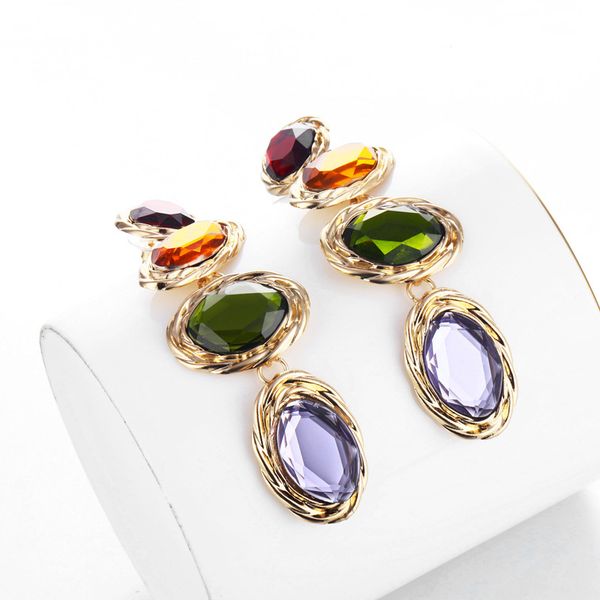 selling earrings popular luxurious earrings multi-color gem inlaid earrings oval alloy for women, Golden
selling earrings popular luxurious earrings multi-color gem inlaid earrings oval alloy for women, Golden