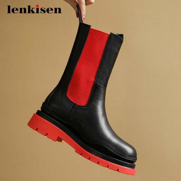 lenkisen stretch boots genuine leather mixed colors platform thick med heel round toe slip on coolest neutral mid-calf boots l70, Black
lenkisen stretch boots genuine leather mixed colors platform thick med heel round toe slip on coolest neutral mid-calf boots l70, Black