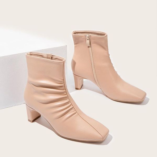 woman shoes pu leather high heels ankle boots autumn winter square toe pleated punk ladies boots chaussure femme, Black
woman shoes pu leather high heels ankle boots autumn winter square toe pleated punk ladies boots chaussure femme, Black