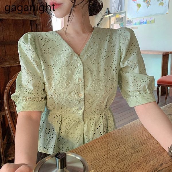 gaganight women v neck hollow out shirt fashion short puff sleeve single breasted slim blusas elegant solid blouse summer femme y200622, White
gaganight women v neck hollow out shirt fashion short puff sleeve single breasted slim blusas elegant solid blouse summer femme y200622, White