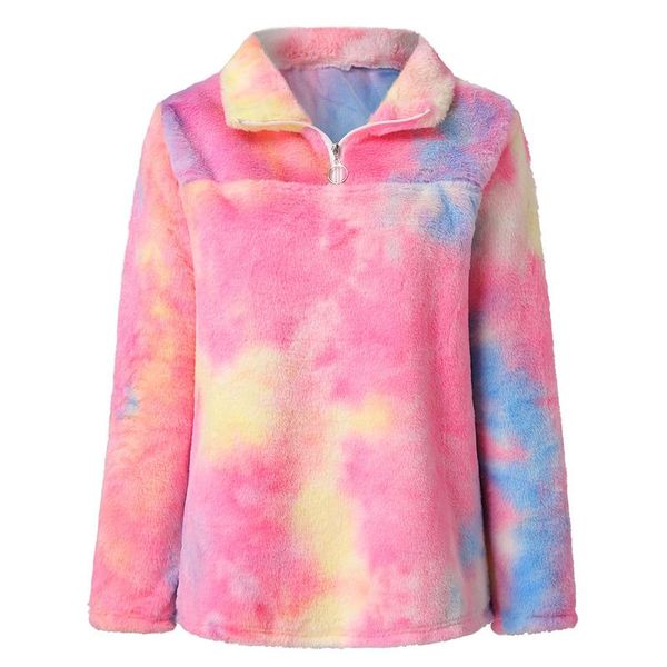 penwom rainbow color plush jacket gradient color hoodless women's sweatshirt loose casual style, Black
penwom rainbow color plush jacket gradient color hoodless women's sweatshirt loose casual style, Black