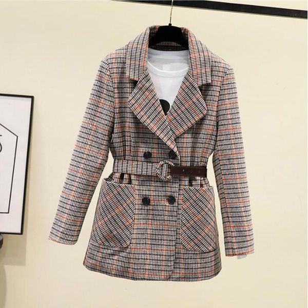 women's suits & blazers autumn blazer coat plaid women 2021 spring double-breasted slim waistband belted jacket, White;black
women's suits & blazers autumn blazer coat plaid women 2021 spring double-breasted slim waistband belted jacket, White;black