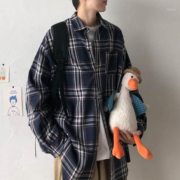 men's casual shirts autumn plaid shirt men's fashion cotton retro men streetwear wild loose korean long sleeve mens -5xl1, White;black
men's casual shirts autumn plaid shirt men's fashion cotton retro men streetwear wild loose korean long sleeve mens -5xl1, White;black