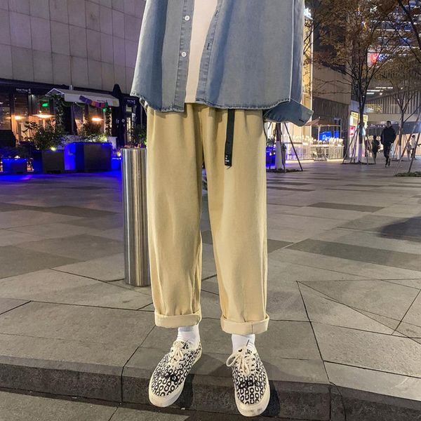 men's pants spring belt corduroy fashion retro casual men streetear korean loose straight wide leg mens trousers, Black
men's pants spring belt corduroy fashion retro casual men streetear korean loose straight wide leg mens trousers, Black