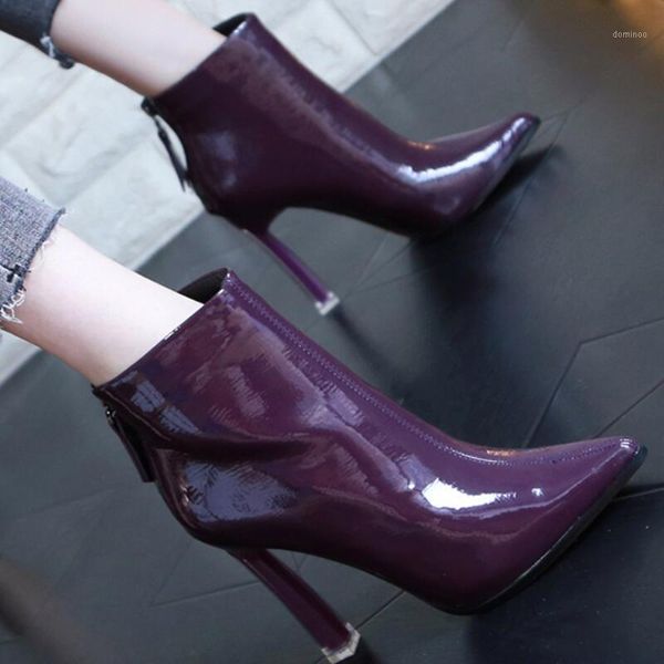 2020 autumn winter thin high heels shoes pointed toe patent leather zipper style ankle womens boots stiletto bota feminina1, Black
2020 autumn winter thin high heels shoes pointed toe patent leather zipper style ankle womens boots stiletto bota feminina1, Black